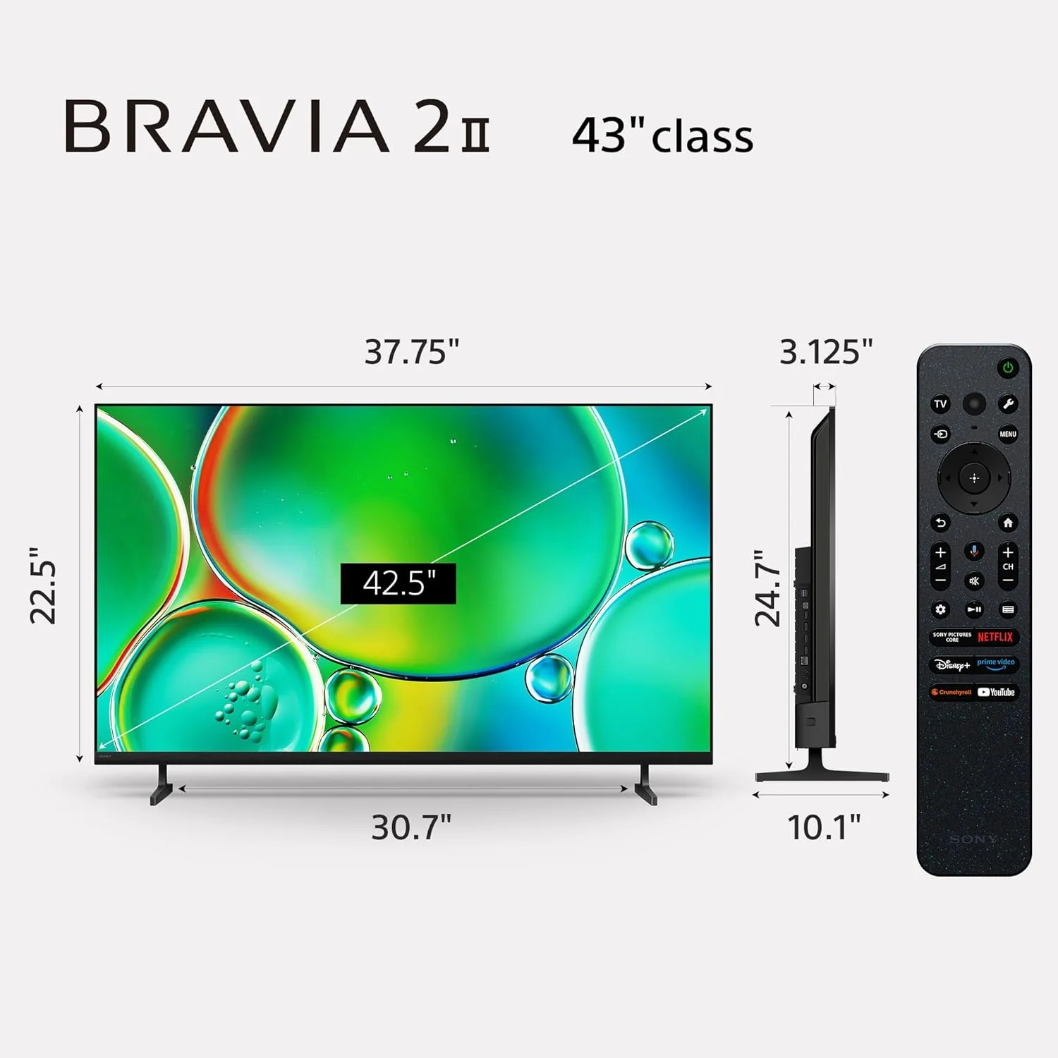 Sony BRAVIA 2 II 43 Inch 4K Ultra HD LED Smart TV with Google TV and Exclusive Features for PlayStation®5 (K-43S20M2), 2025 Model
