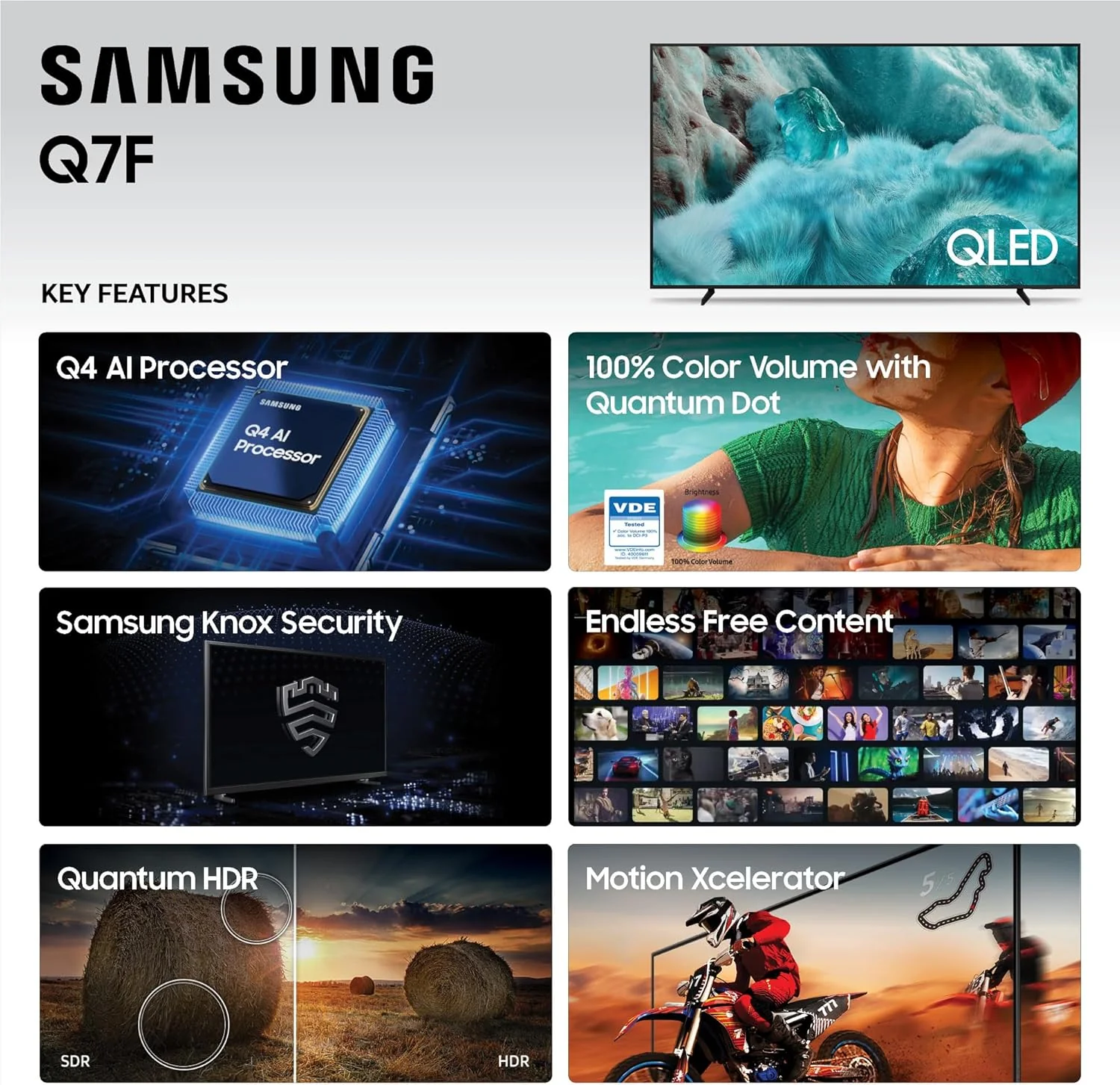 Samsung 65-Inch Class QLED Q7F Series Samsung Vision AI Smart TV (2025 Model, 65Q7F) Quantum HDR, Object Tracking Sound Lite, Q4 AI Gen1 Processor, 4K upscaling, Gaming Hub, Alexa Built-in