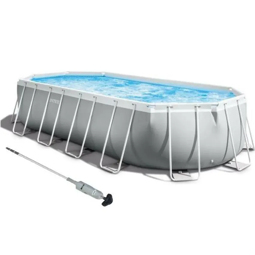 Kit piscine prism frame ovale tubulaire (l)6,10 x (l)3,05 x (h)1,22m et p&eacute;diluve