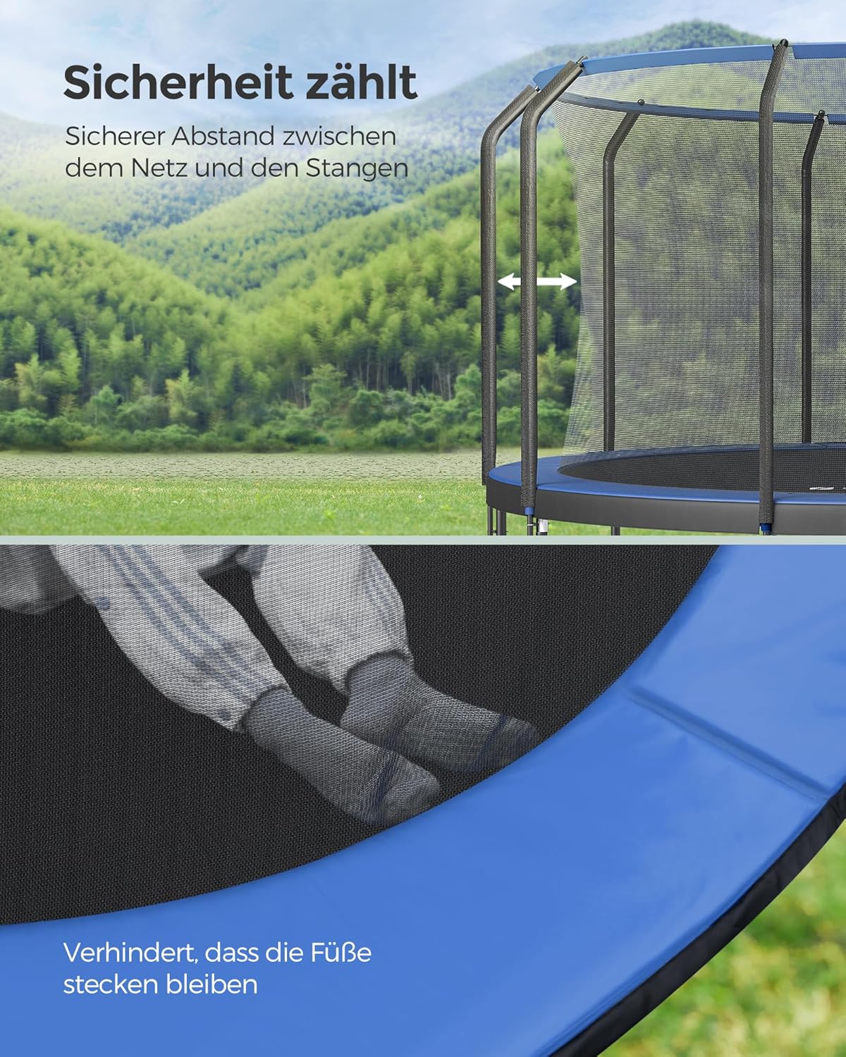 SONGMICS Outdoor Trampoline Ø 427 cm, Round Garden Trampoline with Safety Net and Ladder, Edge Cover, Padded Frame, for Children