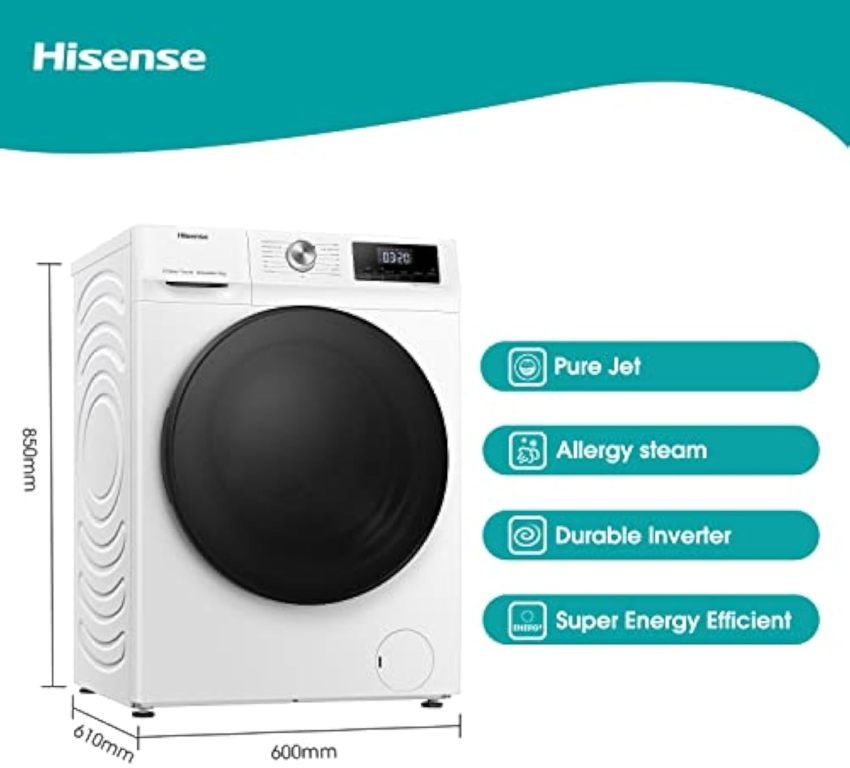 Hisense WFQA1014EVJM Freestanding 10 KG Programs 1400 RPM White Energy Rating E