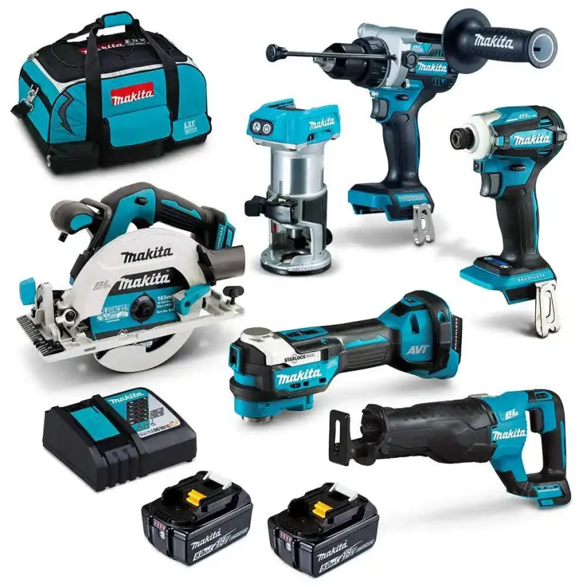 MAKITA 18V BRUSHLESS 6 PIECE 2 X 5.0AH COMBO KIT DLX6120TX1