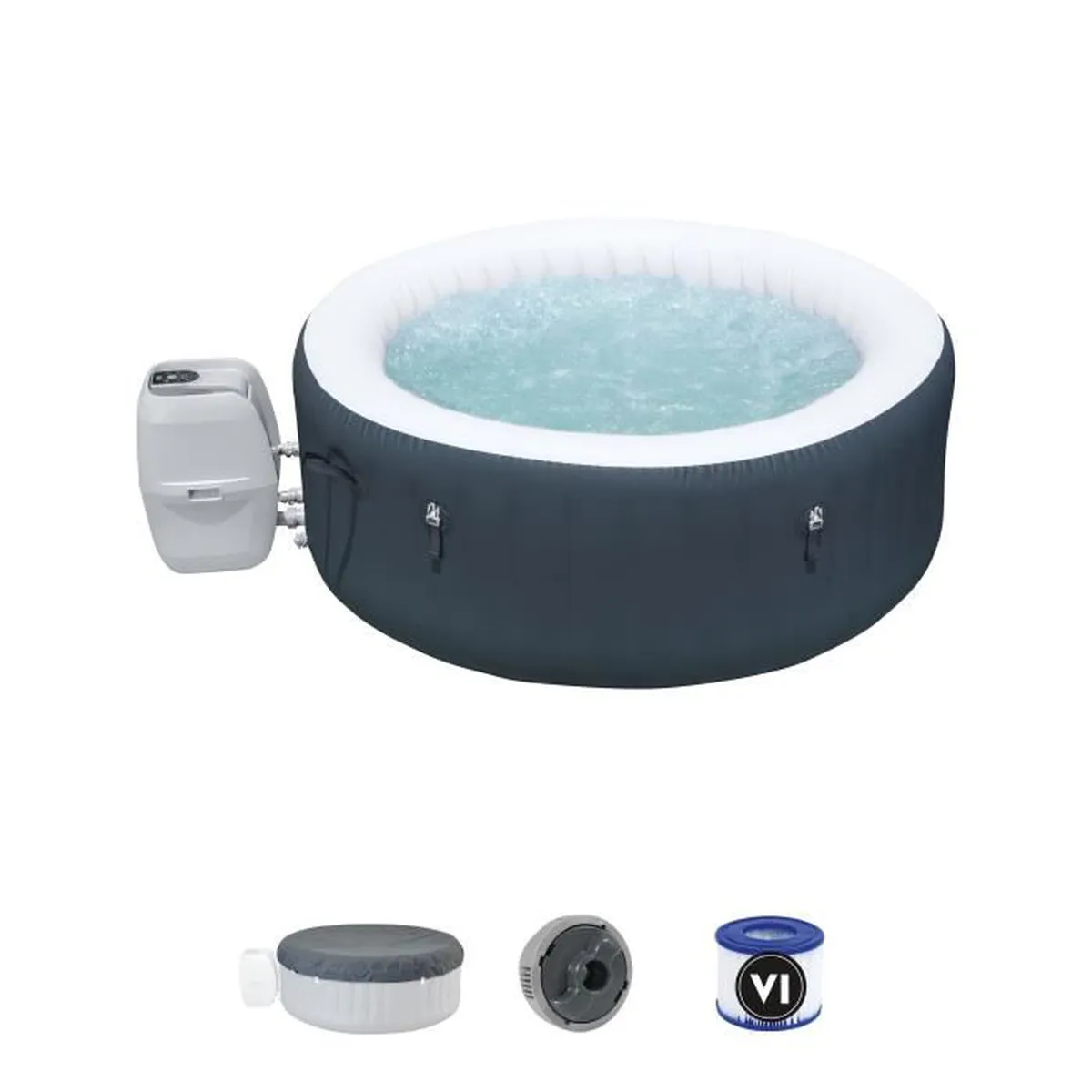 Spa gonflable BESTWAY - Lay-Z-Spa™ BAJA - 175 x 66 cm - 2 à 4 places - Rond (Avec couverture, pompe, cartouche et diffuseur)