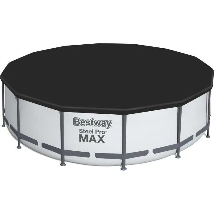 Kit Piscine hors sol tubulaire BESTWAY Steel Pro Max&trade; - 427 x 122 cm - Ronde (Avec un filtre &agrave; cartouche, une b&acirc;che et une &eacute;chelle)
