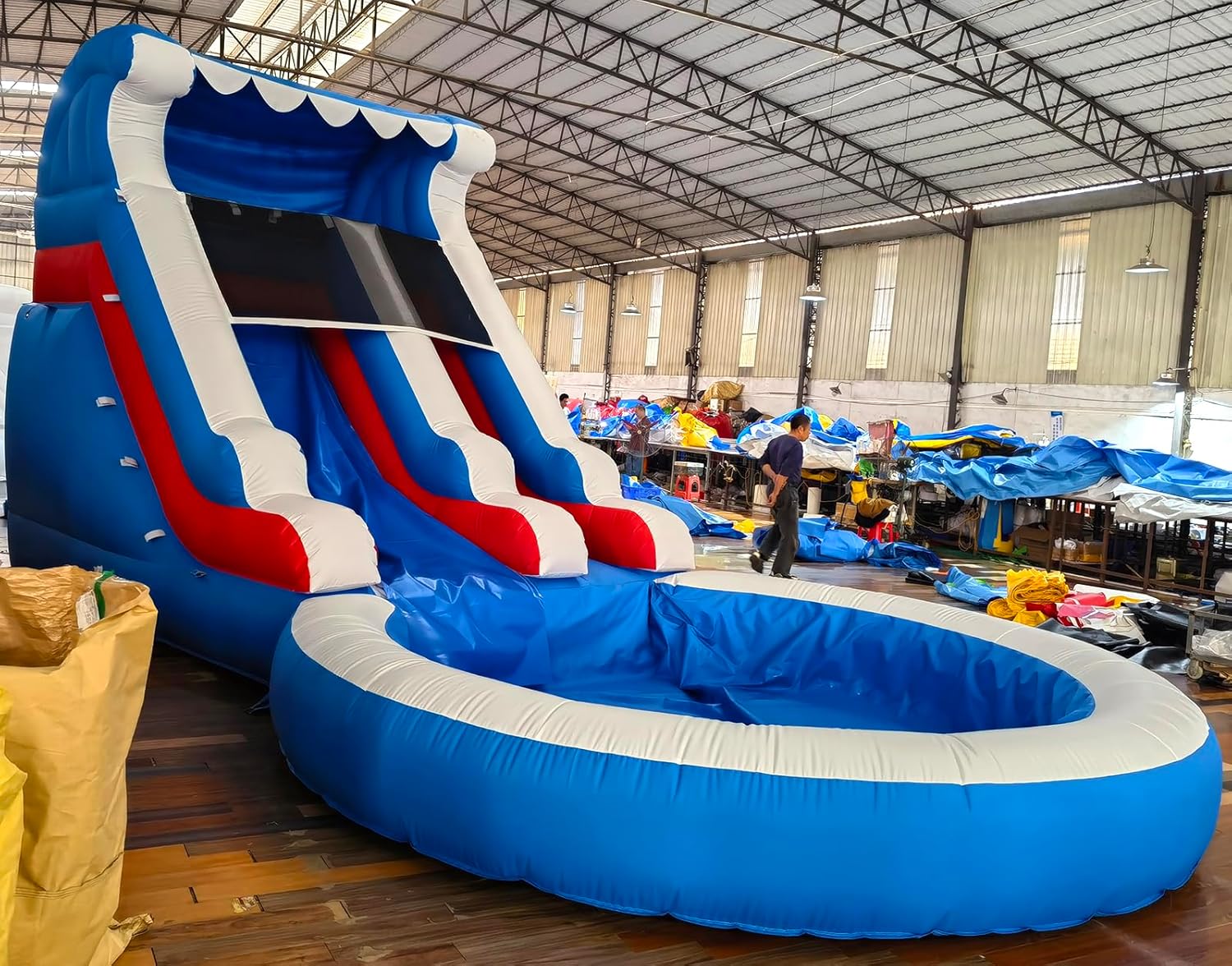 24FT(L) Commercial Grade Water Slide for Kids Adults, (Heavy Duty Full PVC) (Big Airtight Splash Water Pool), (1100w Blower), Inflatable Waterslide for Backyard, Ocean Outdoor Slide Park, 24x13x12ft