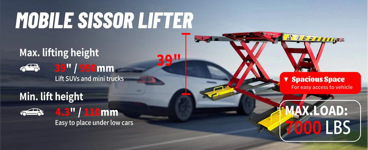 KATOOL Mid Rise Car Lift 7000lbs Lifting Capacity Max. Lifting Height 39