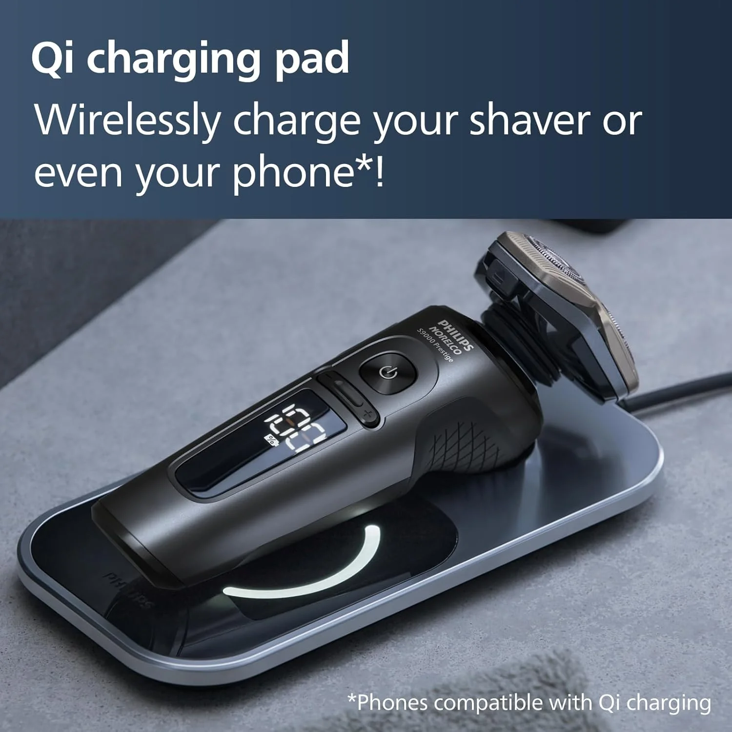 Philips Norelco S9000 Prestige Electric Shaver with Qi-Charger, Precision Trimmer and Premium Case, SP9872/86