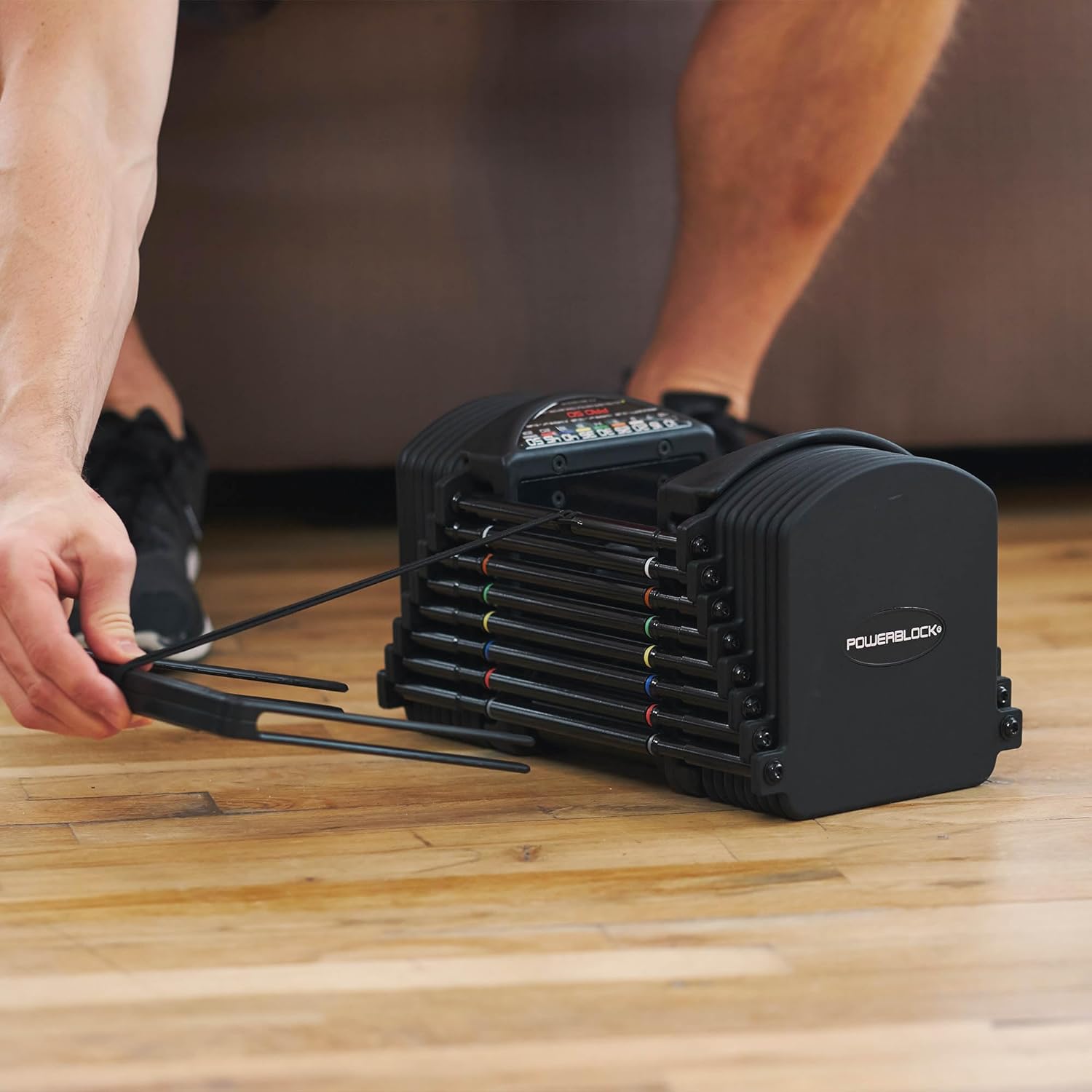 PowerBlock Pro 50 Adjustable Dumbbells, Sold in Pairs, 5-50 lb. Dumbbells, Durable Steel Build, Innovative Workout Equipment, All-in-One Dumbbells