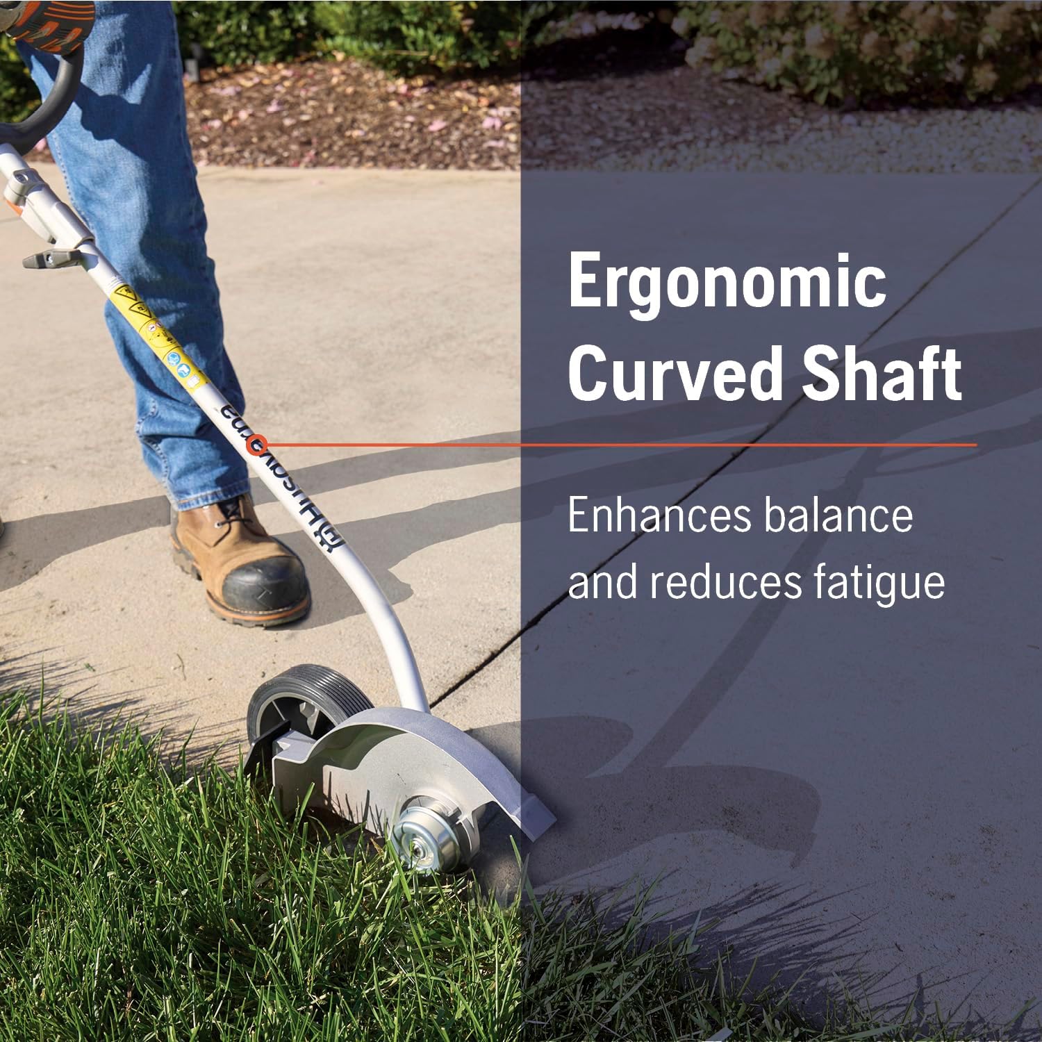 Husqvarna 122LKE Gas Edger, Multi-Purpose Tool with Lawn Edger Attachment, Features 6-Inch Adjustable Wheel and Curved Shaft