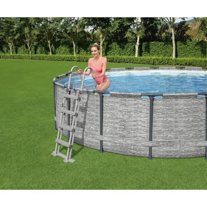 Kit Piscine hors sol tubulaire BESTWAY - Steel Pro Max&trade; - 488 x 122 cm - Ronde (Livr&eacute;e avec pompe de filtration, &eacute;chelle et b&acirc;che)