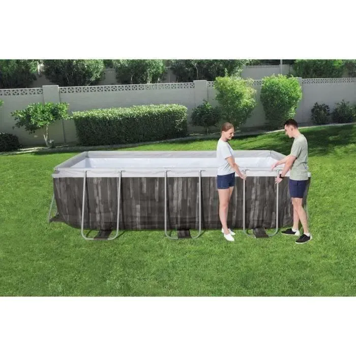 Kit Piscine hors sol tubulaire BESTWAY - Power Steel&trade;- 488 x 305 x 107 cm - Ovale (Livr&eacute;e avec une &eacute;chelle, une b&acirc;che, un &eacute;purateur)
