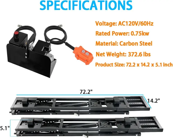 Portable Car Lift - 5000LBS/7000LBS Capacity, Adjustable Height, Heavy-Duty Carbon Steel Truck Lift with 120V Power (Black, 7000LBS)