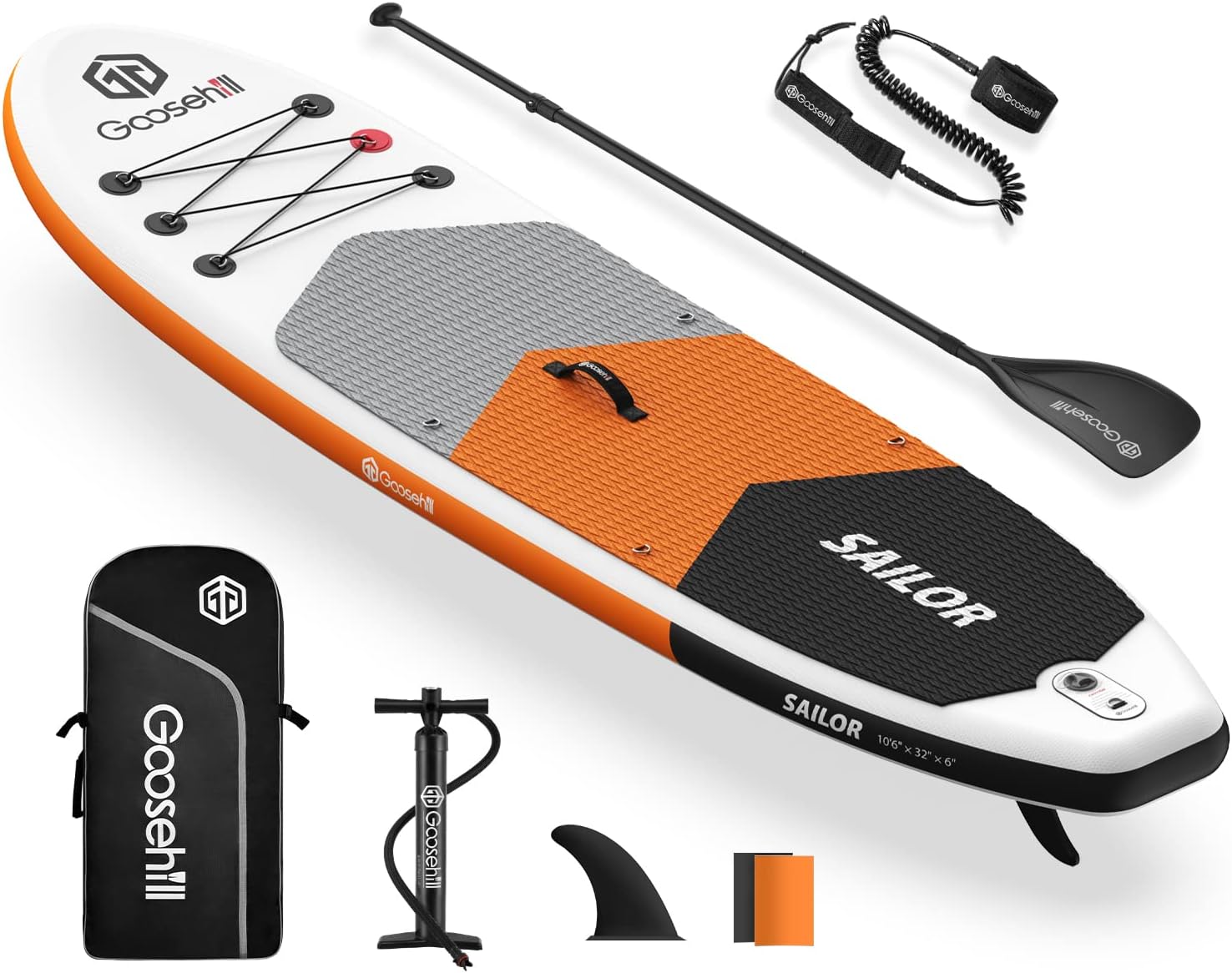 Goosehill Inflatable Stand Up Paddle Board, Premium SUP Package, 10' Long 32