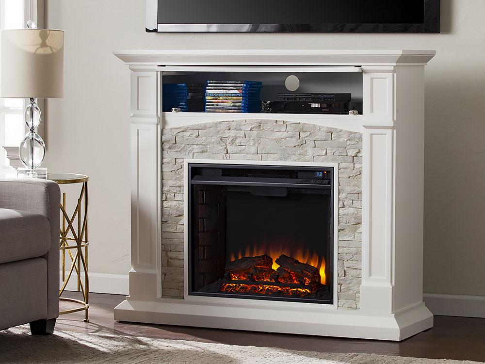 Seneca Electric Fireplace Media Cabinet in White