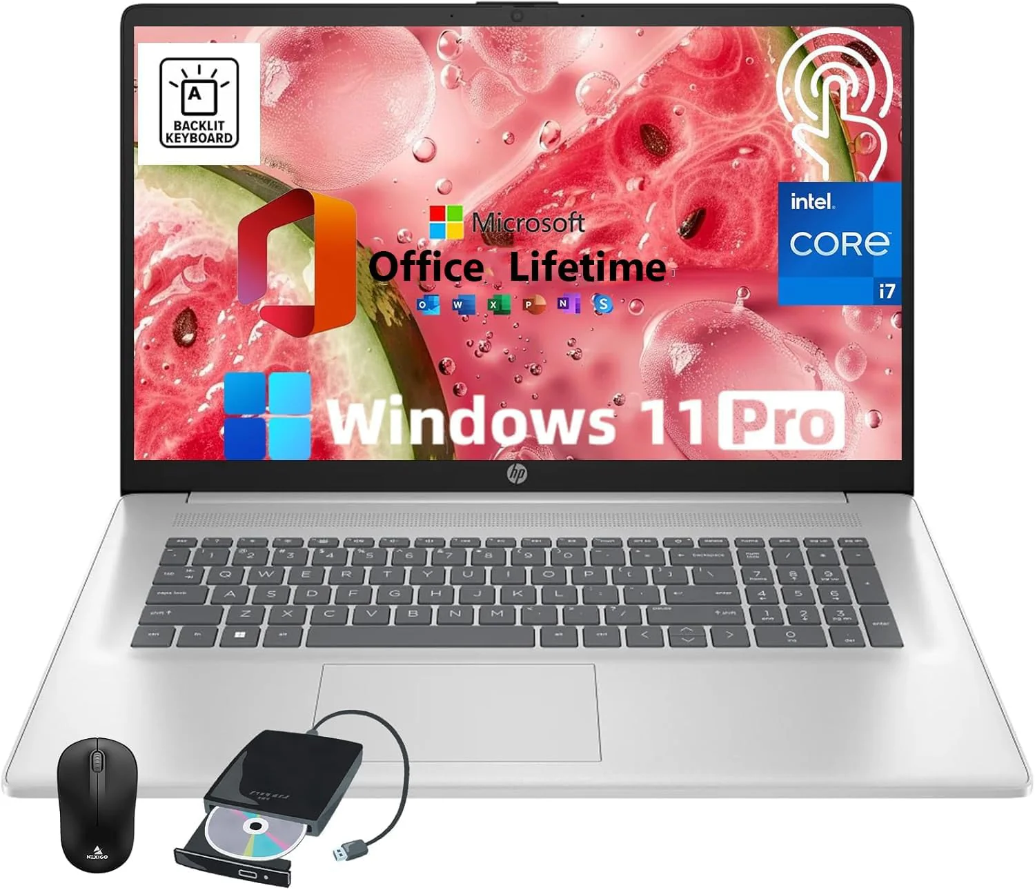 HP 17 inch Touchscreen Laptop Computer Business, MS Office, 17.3