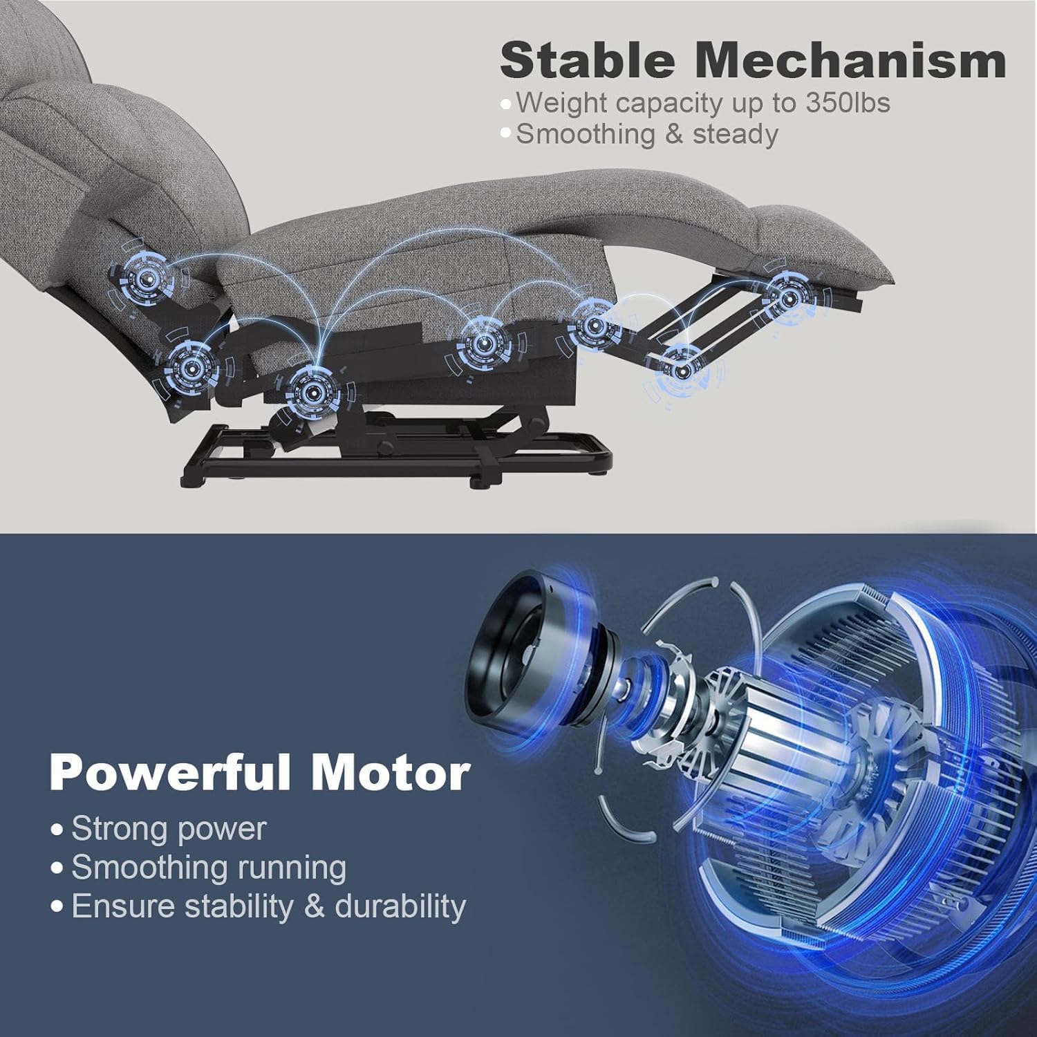 Electrically adjustable, auxiliary massage chair with massage heating function, high-end armchair, relaxation chair, 2 side pockets and drink rack, USB+ c type connector