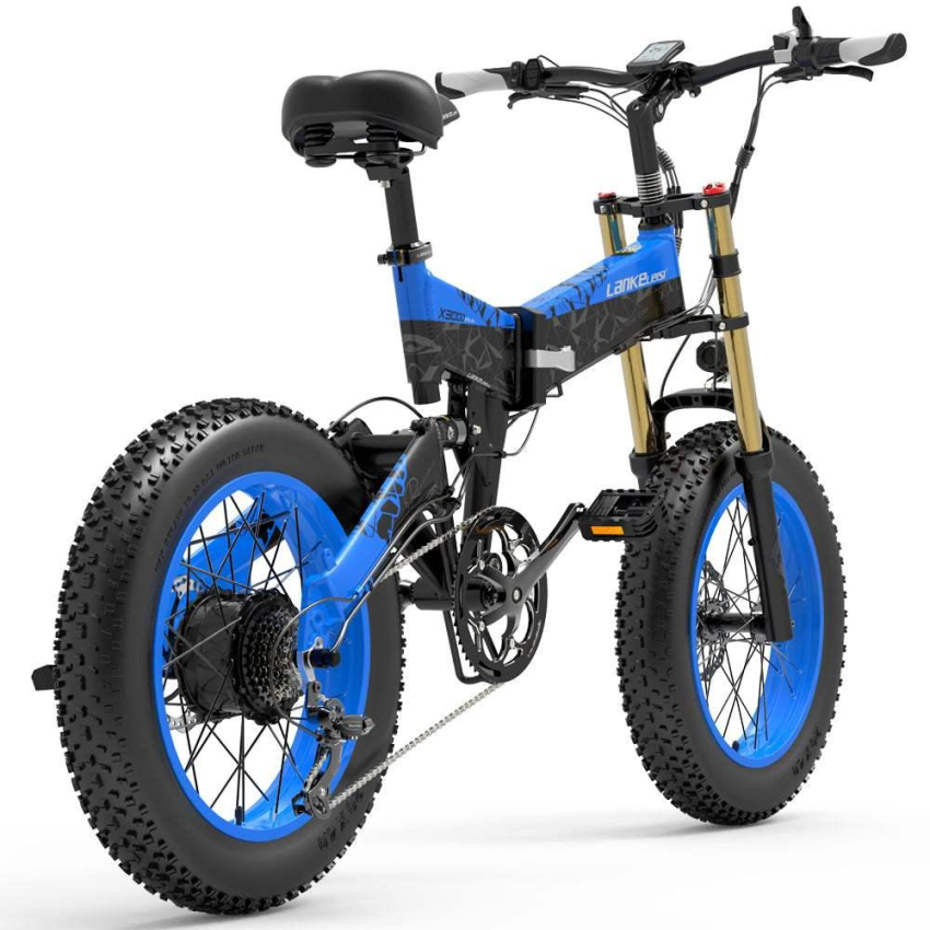 Lankeleisi X3000 Plus 1000W 20" Fatbike Dual Crown Fork Faltbares E-Mountainbike 17.5Ah