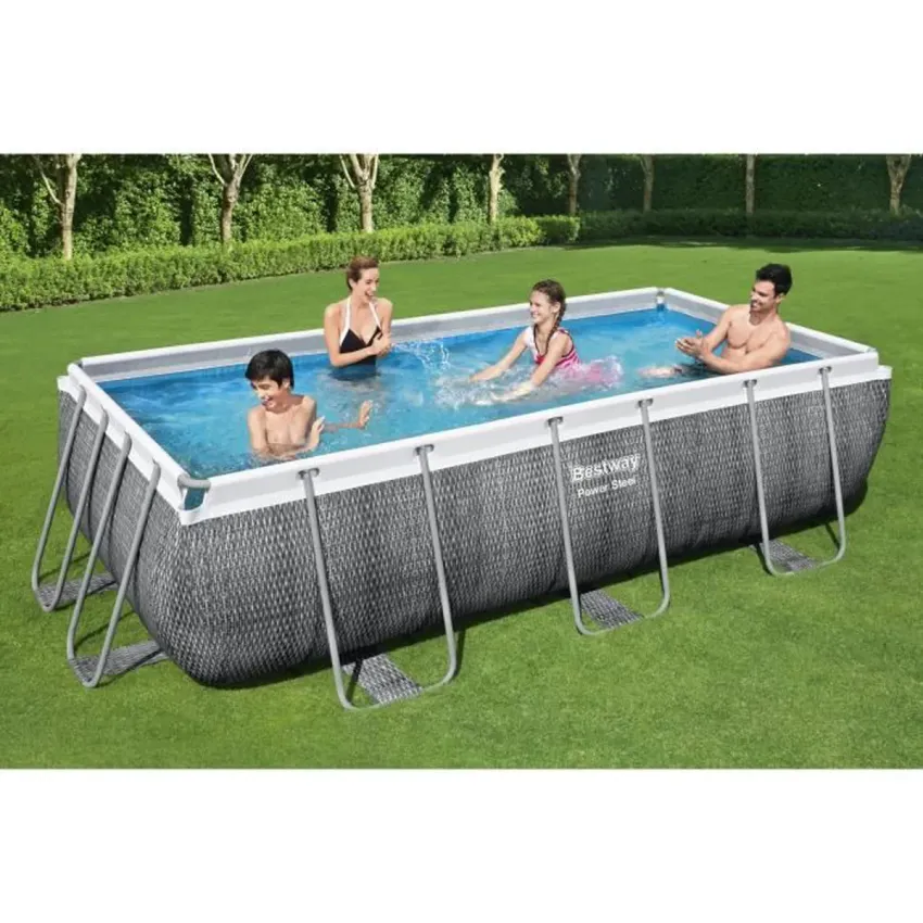 Kit Piscine hors sol tubulaire BESTWAY Power Steel 404 x 201 x 100 cm - Rectangulaire (Avec filtre à cartouche, échelle)