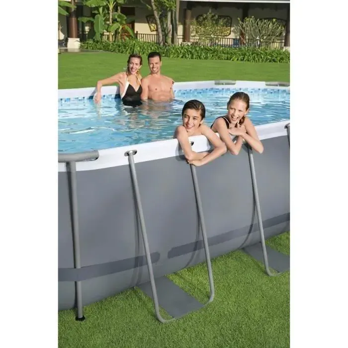 Kit Piscine hors sol tubulaire BESTWAY - Power Steel&trade; - 427 x 250 x 100 cm + Lot de 9 Dalles de protection