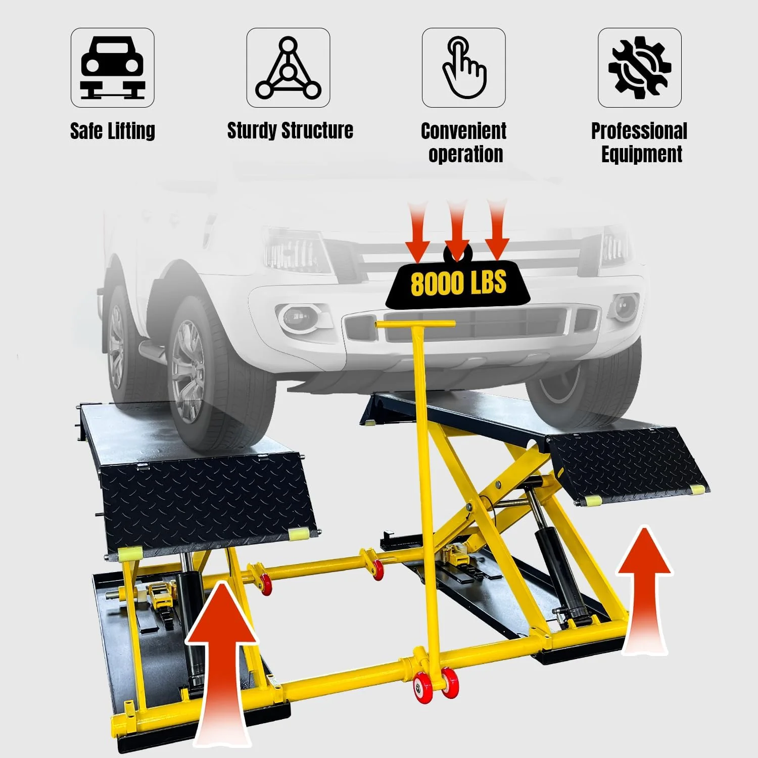 8,000 LBS Scissor Lift Mid Rise Electric Release Auto Lift 110V Car Lift Max. Lift Height 39.5'' for Home Garage Lift