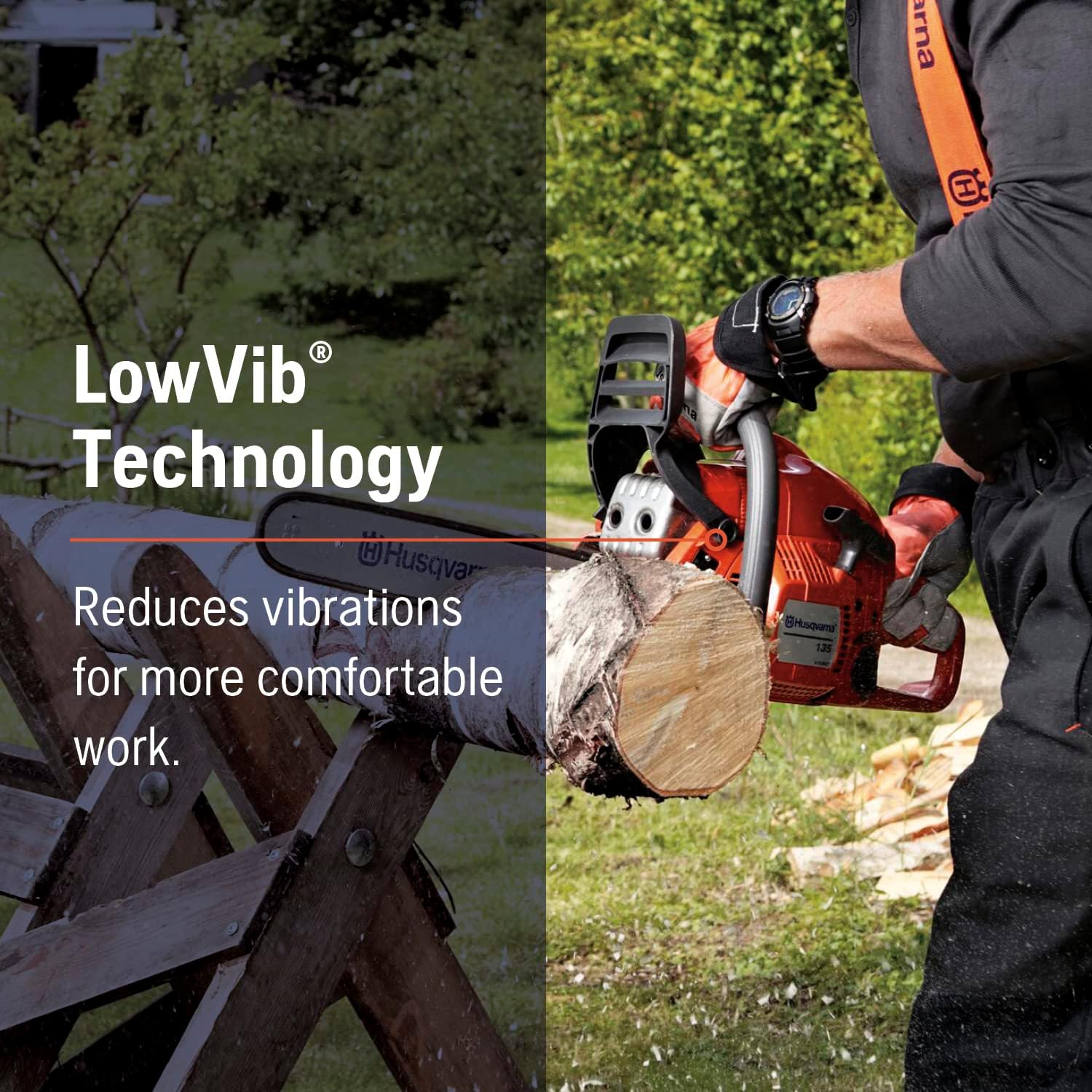 Husqvarna 135 Mark II Gas Powered Chainsaw, 38-cc 2.1-HP, 2-Cycle X-Torq Engine, 16 Inch Chainsaw with Automatic Oiler, For Wood Cutting and Tree Pruning