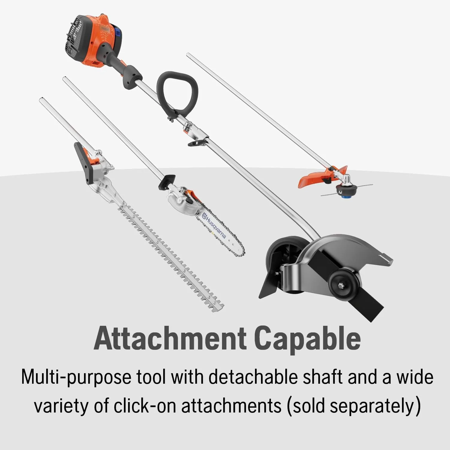 Husqvarna 122LKE Gas Edger, Multi-Purpose Tool with Lawn Edger Attachment, Features 6-Inch Adjustable Wheel and Curved Shaft