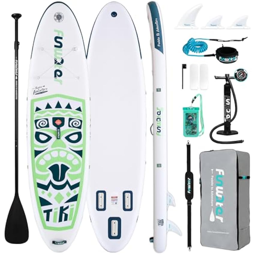 FunWater Inflatable Stand Up Paddle Board with Premium SUP Paddleboard Accessories, Wide Stable Anti-Slip EVA Deck, Paddle Boards for Adults & Youth of All Skill Levels
