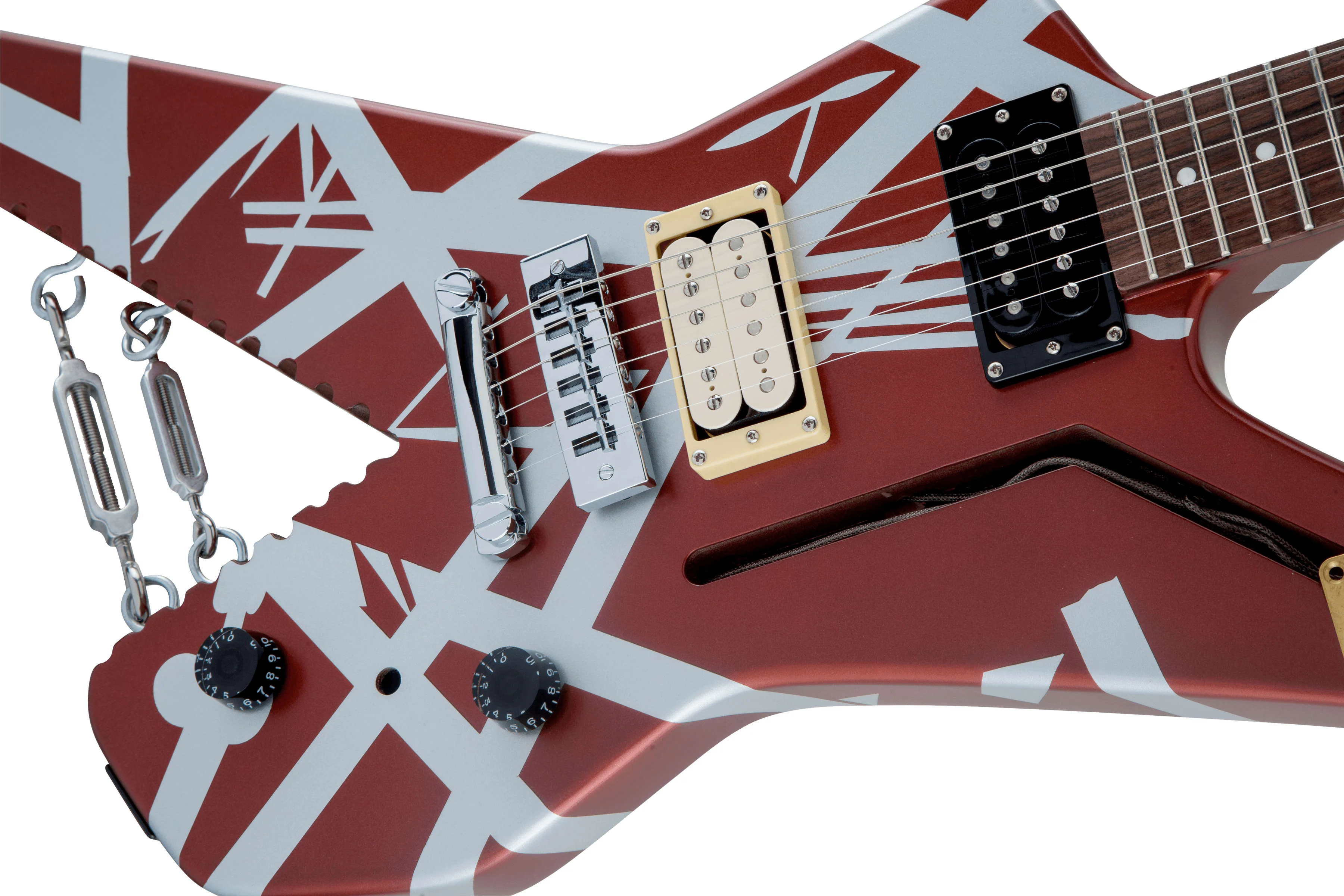 EVH Striped Series Shark Burgundy/Silver Stripes 2024 w/Original Gigbag