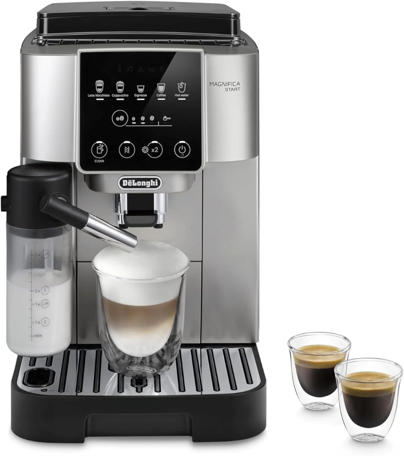 De'Longhi Magnifica Evo Next Fully Automatic Espresso Machine - Programmable Coffee Maker with Grinder and Milk Frother - Hot & Cold Brewer for Espresso, Latte, Cappuccino, Americano, Tea and More