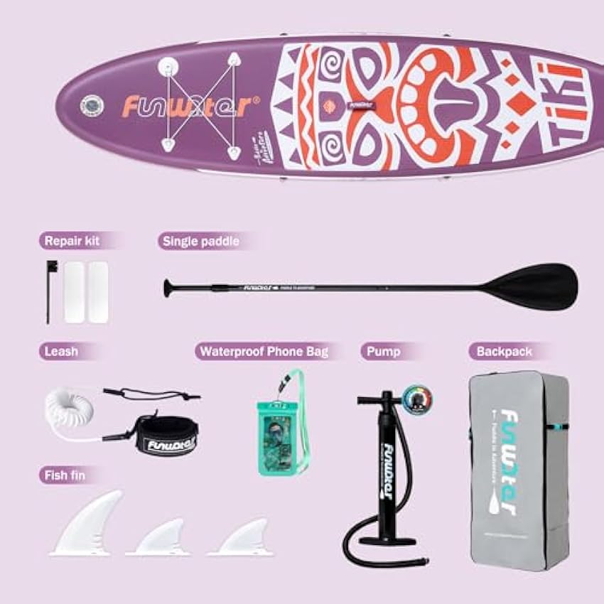 FunWater Inflatable Stand Up Paddle Board with Premium SUP Paddleboard Accessories, Wide Stable Anti-Slip EVA Deck, Paddle Boards for Adults & Youth of All Skill Levels