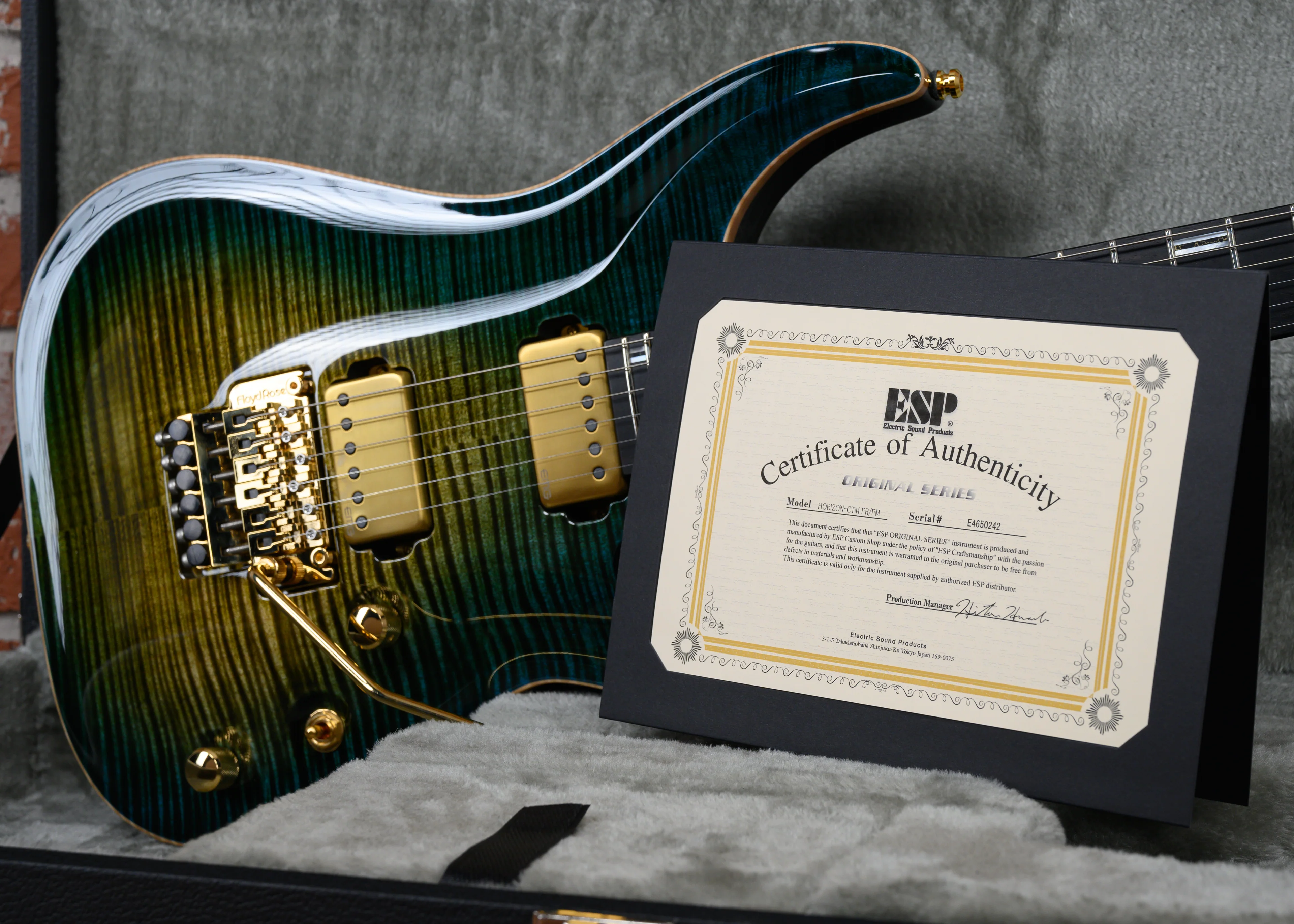 ESP Custom Shop Horizon CTM FR/FM Flamed Maple Top Turquoise Green Teardrop Sunburst 2024 w/OHSC