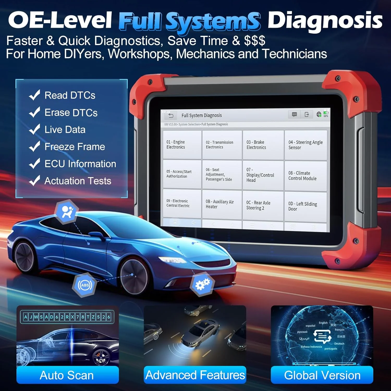 XTOOL D7 OBD2 Scanner Bidirectional Scan Tool, 2025 Scanner for Car, FCA Autoauth, CANFD/DoIP, 36+ Resets, Active Tests, All System Diagnosis, Crank Sensor Relearn, ECU C0ding, 3 Years Updates