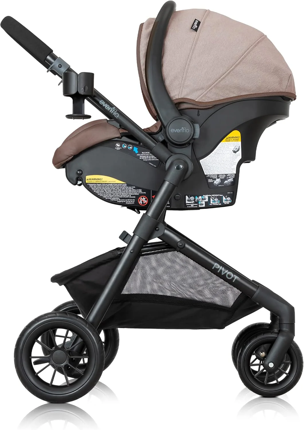 Evenflo Pivot Modular Travel System with LiteMax Infant Car Seat - Desert Tan