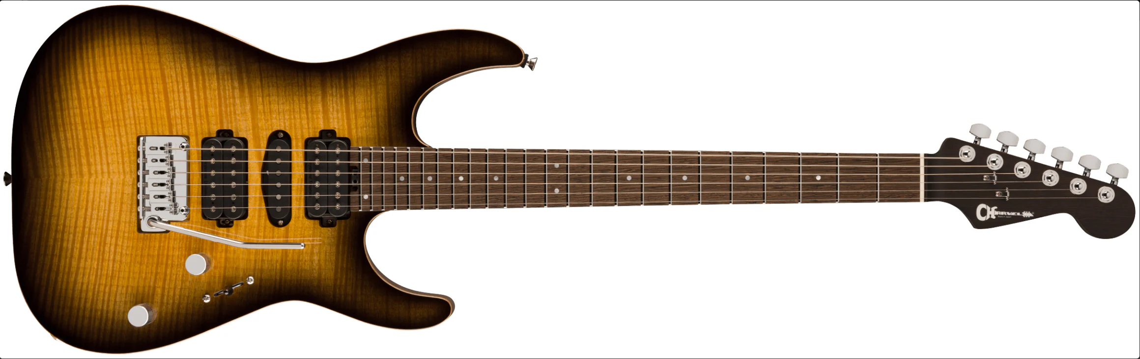 Charvel MJ Dinky DK24 HSH 2PT W MAH FM Flame Maple Top in Antique Burst 2024 w/OSSC