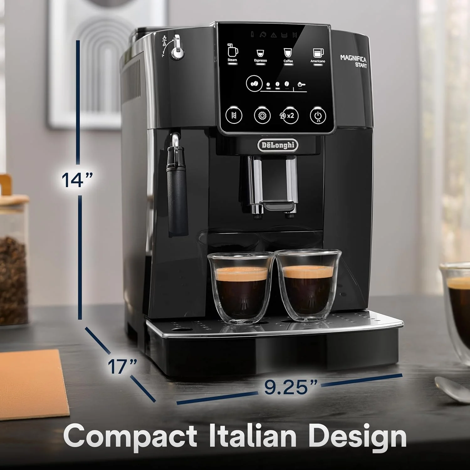 De'Longhi Magnifica Start Automatic Espresso Machine with Manual Milk Frother & Built in Grinder - 3 One-Touch Recipes, Easy-to-Clean, Home Barista Coffee Maker for Lattes, Cappuccino, Iced Coffee