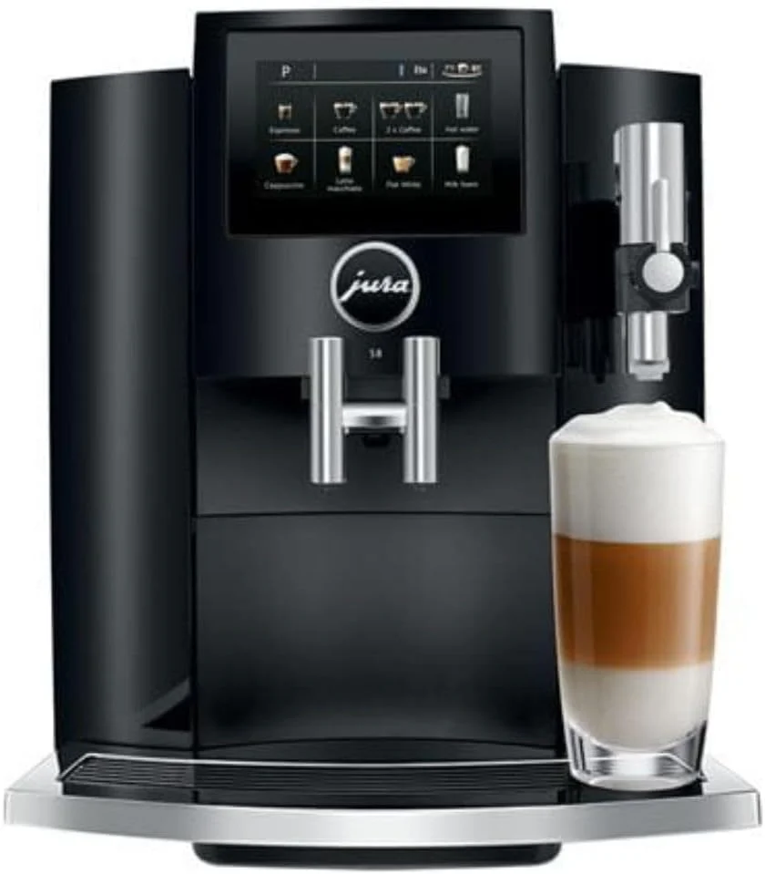 Jura S8 Automatic Coffee and Espresso Machine with 4.3-Inch Touchscreen Color Display, Automatic Filter Detection, and Programmable Coffee Strength (Piano Black, Renewed)