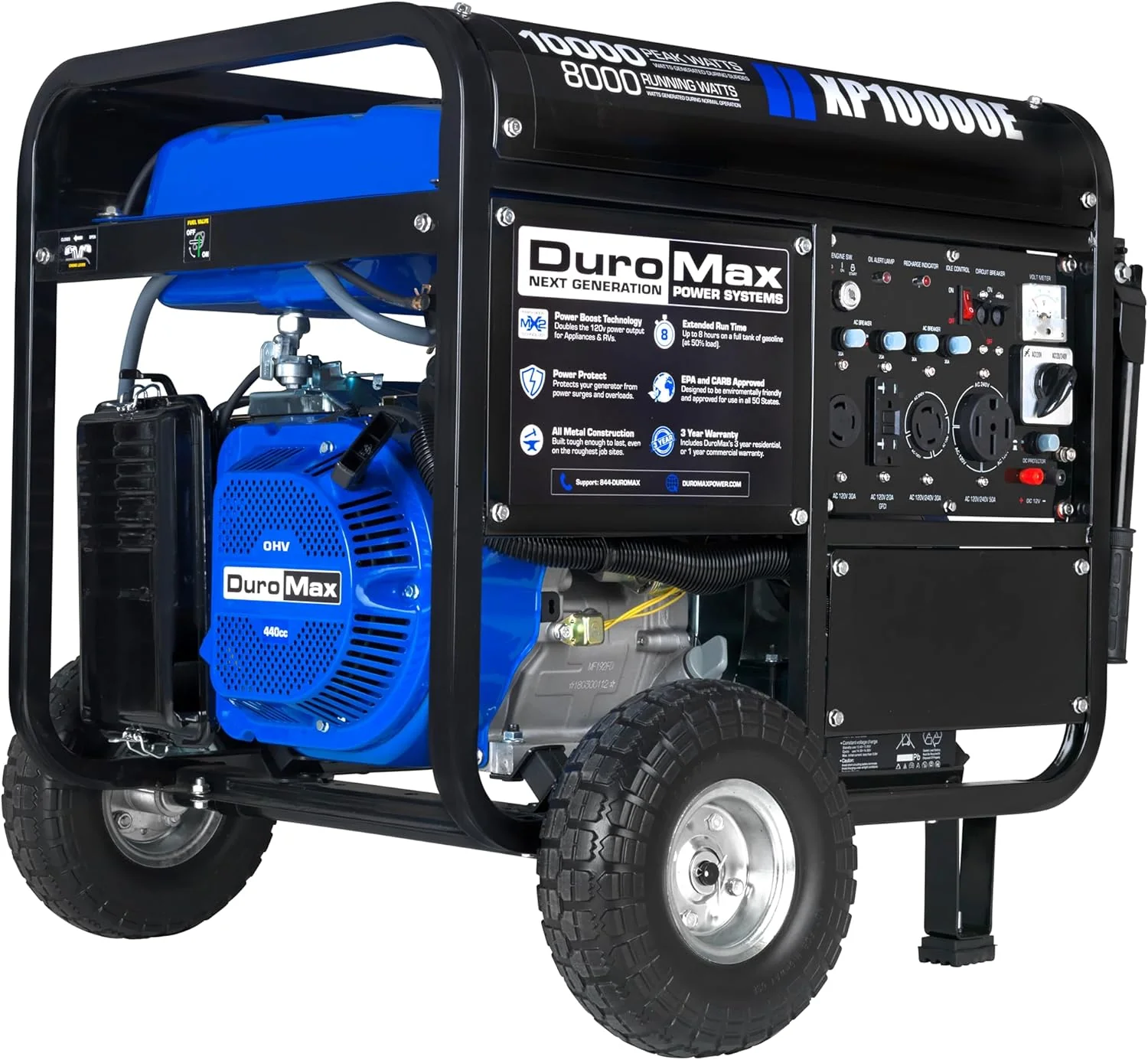 DuroMax XP13000EH 13,000-Watt Dual Fuel Portable Generator - Gas & Propane, Electric Start, Whole Home Backup Power, Transfer Switch Ready, RV & Emergency Ready