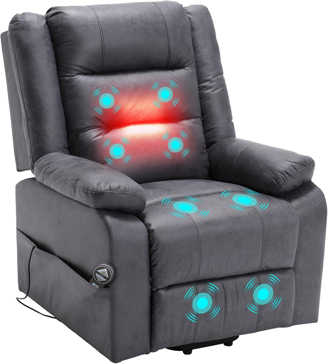 Electric TV chair with standing assistance, massage chair with heating function, adjustable remote control with lying function, sleep function and feet, weighing 220 kilograms, black suede