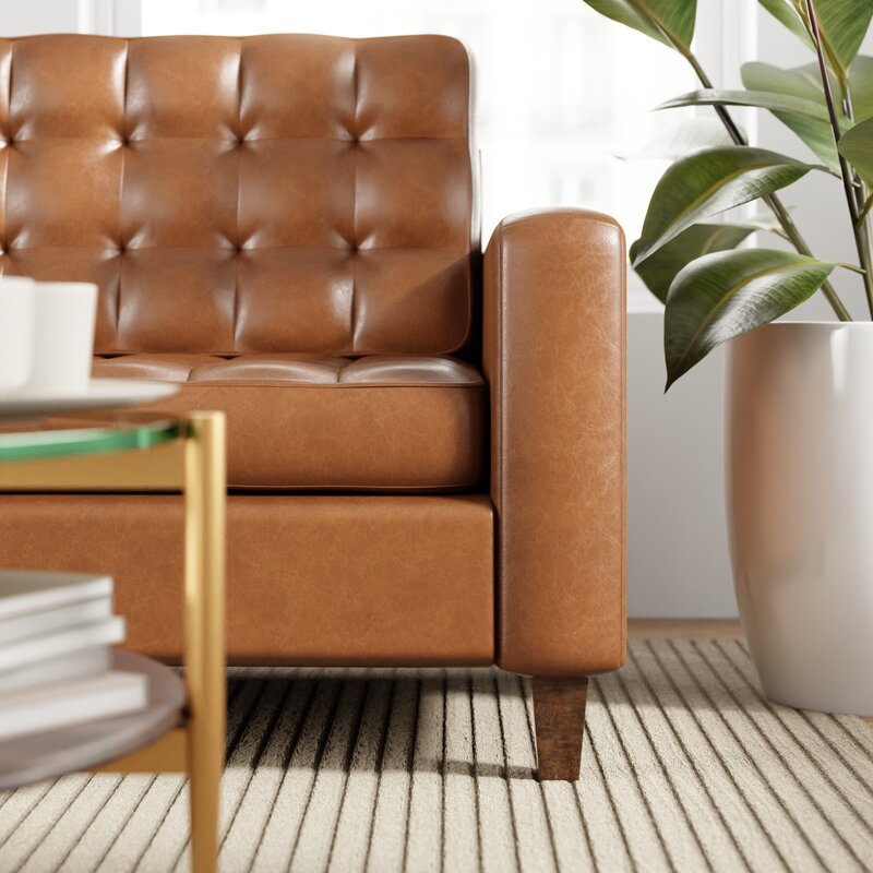 Milton 76” Vegan Leather Square Arm Sofa