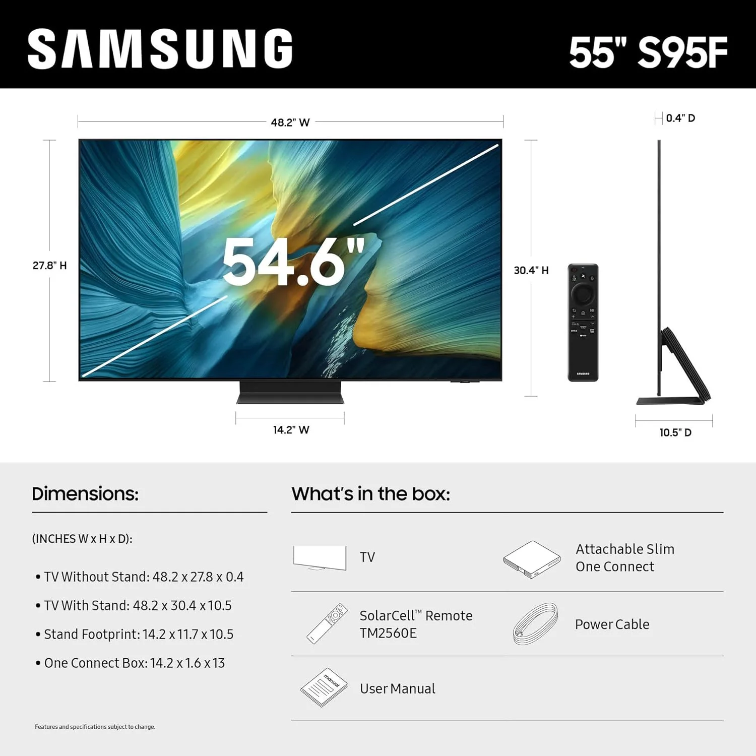 SAMSUNG 55-Inch Class OLED S95F 4K Glare Free Smart TV (2025 Model) NQ4 AI Gen3 Processor, OLED HDR Pro, Motion Xcelerator 164Hz, Dolby Atmos, Samsung Vision AI, Alexa Built-in