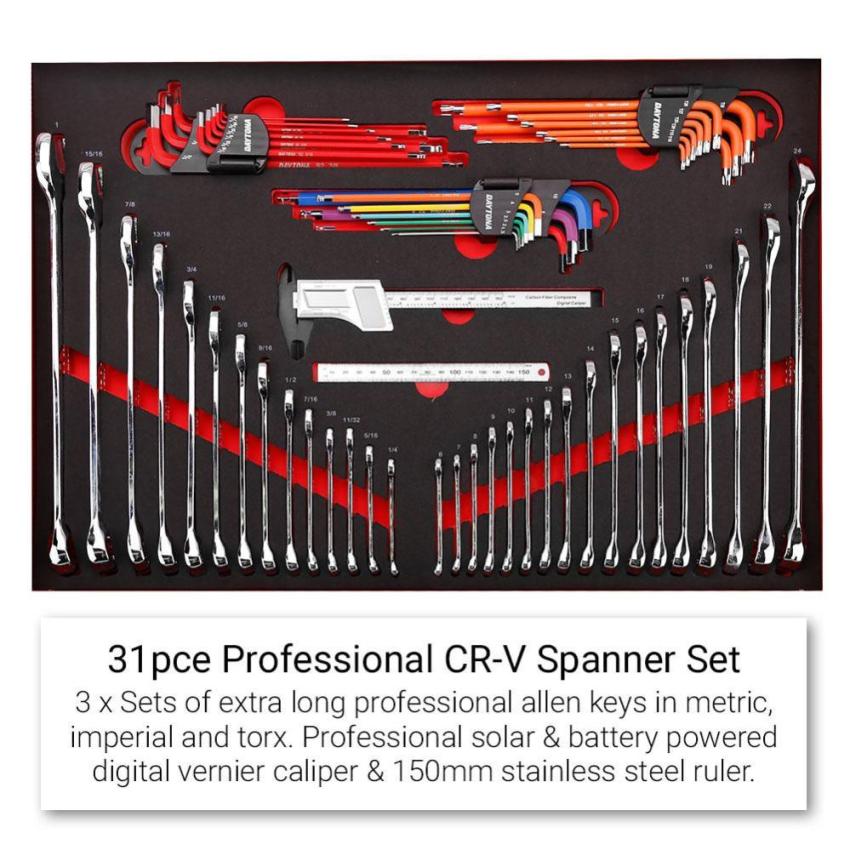 Daytona D655PS 655-Piece Machinery Tool Set with 43-Inch 12-Drawer Red Roller Cabinet