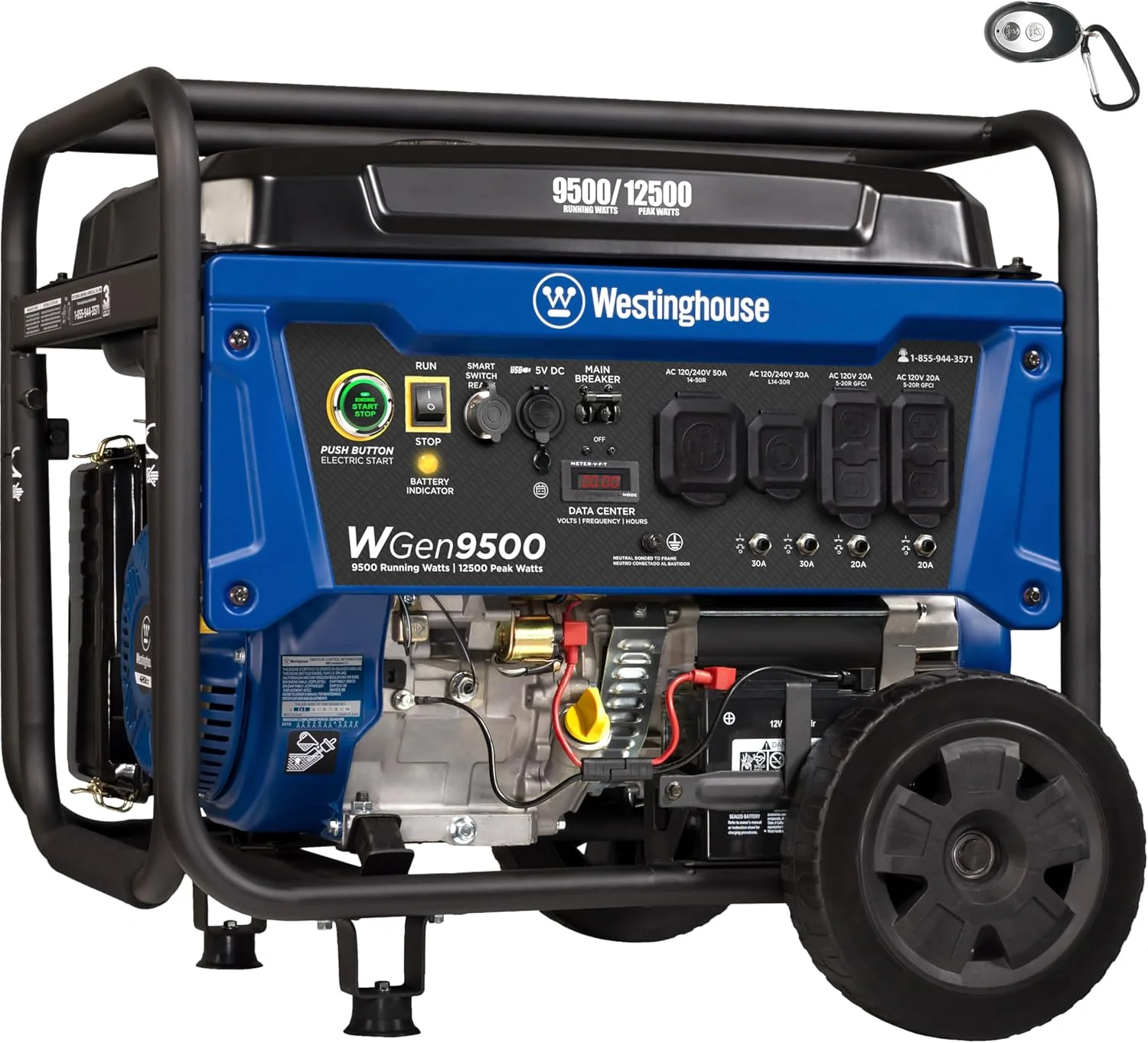 Westinghouse 12500 Watt Dual Fuel Home Backup Portable Generator, Remote Electric Start, Transfer Switch Ready, Gas and Propane Powered