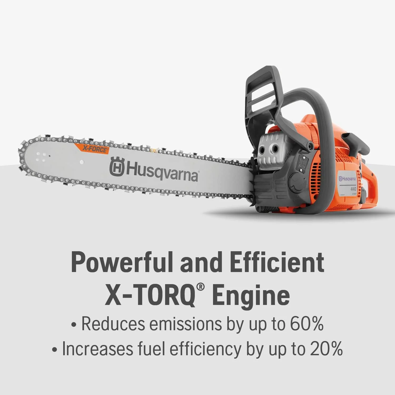 Husqvarna 440 Gas Chainsaw, 40-cc 2.4-HP, 2-Cycle X-Torq Engine, 18 Inch Chainsaw with Smart Start, For Wood Cutting and Tree Trimming
