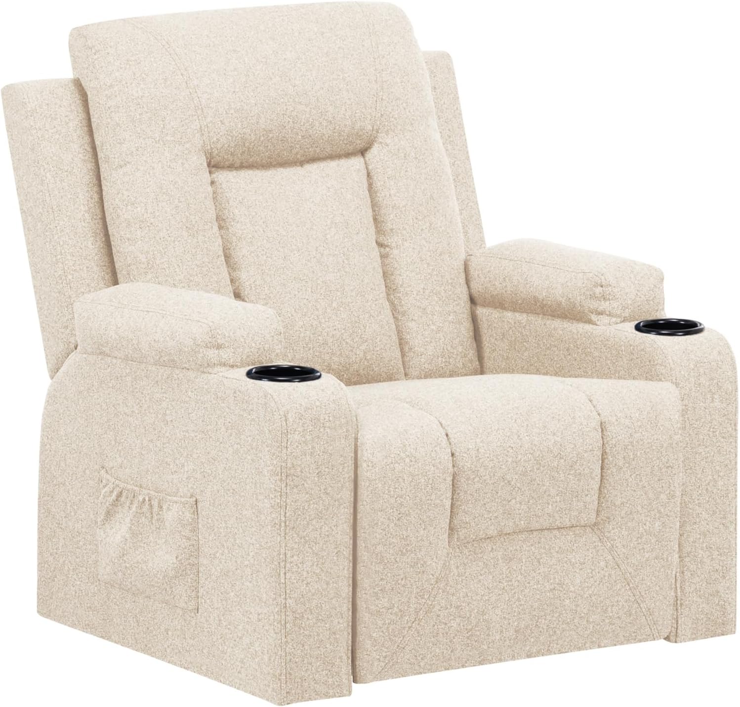 The LUCKRACER relaxation chair features a TV chair with a lounge chair and a footstool, a 360° rotating TV chair for the living room, a rocking chair with a drink rack, and two side pockets in black PU leather