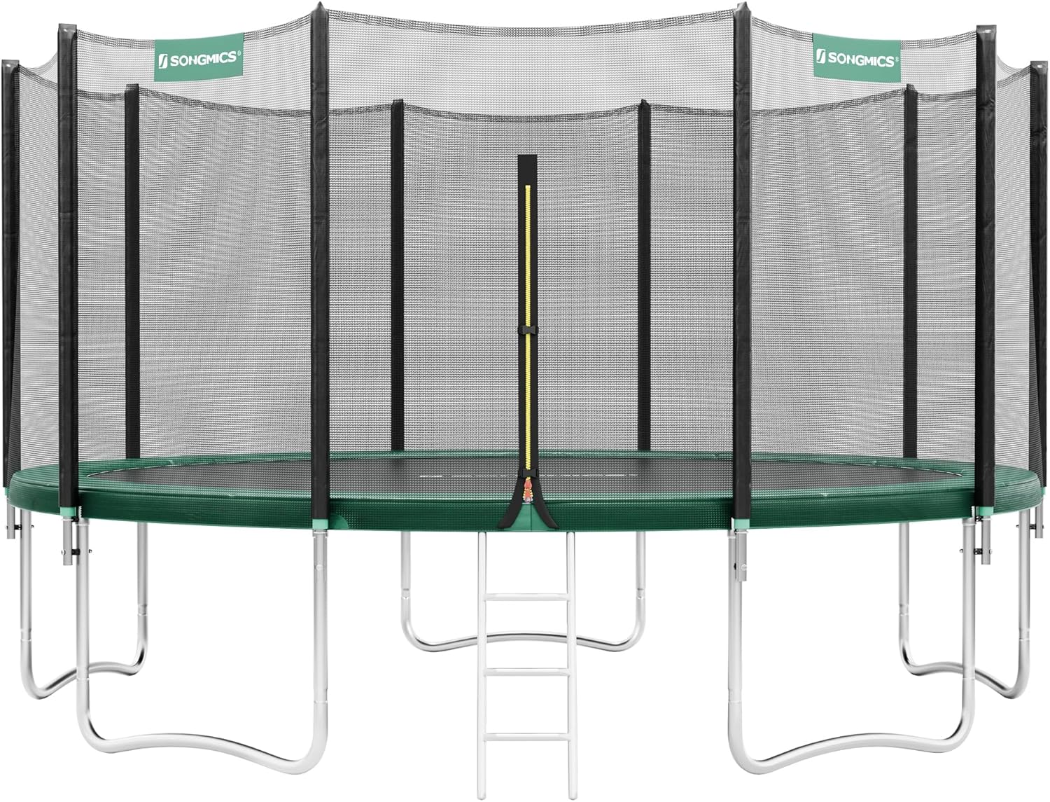 SONGMICS Trampolin Outdoor Ø 427 cm, rundes Gartentrampolin mit Randabdeckung, mit Sicherheitsnetz, mit Leiter und gepolsterten Stangen
