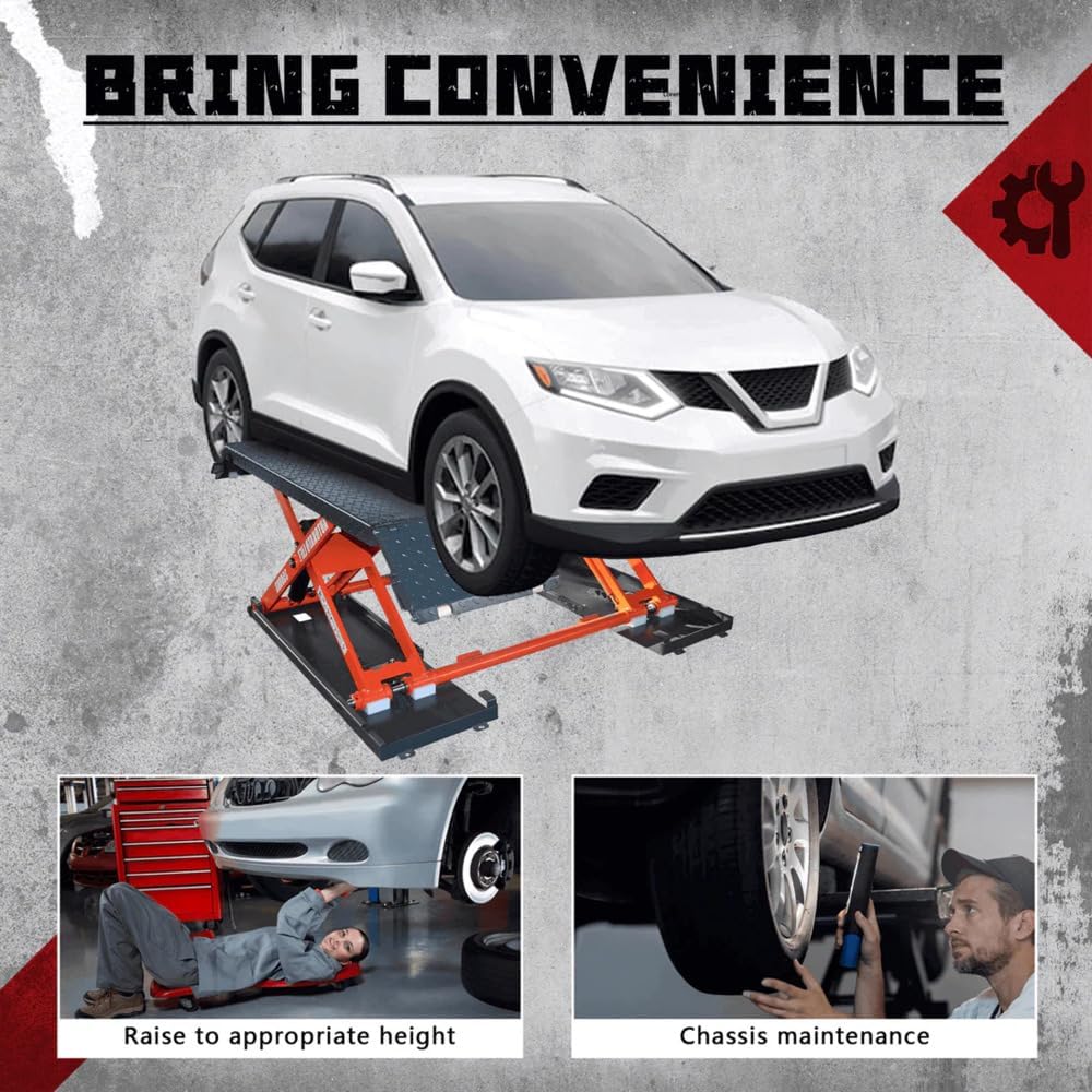 8,000 lbs Capacity Mid-Rise Scissor Car Lift Hydraulic Professional Automotive Lift for Tires