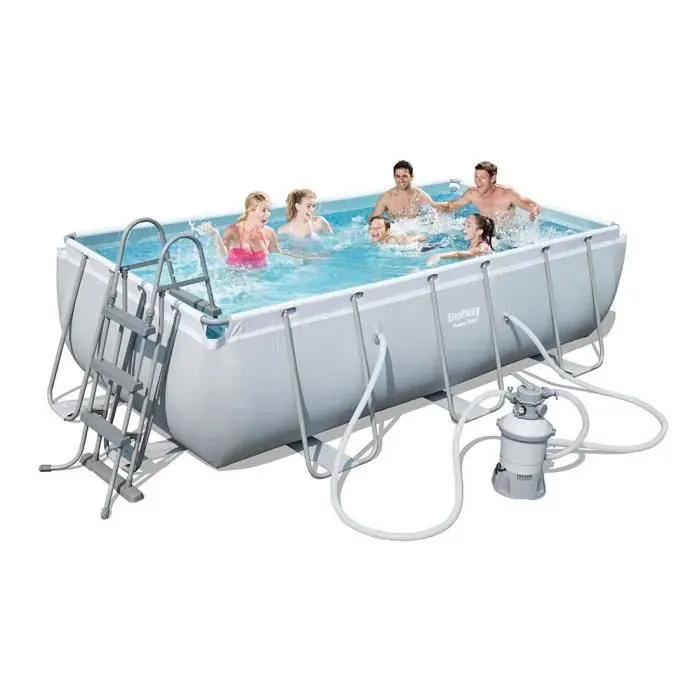 Kit Piscine hors sol tubulaire BESTWAY - Power Steel™ - 404 x 201 x 100 cm - Rectangulaire (Filtre à sable, échelle, diffuseur)