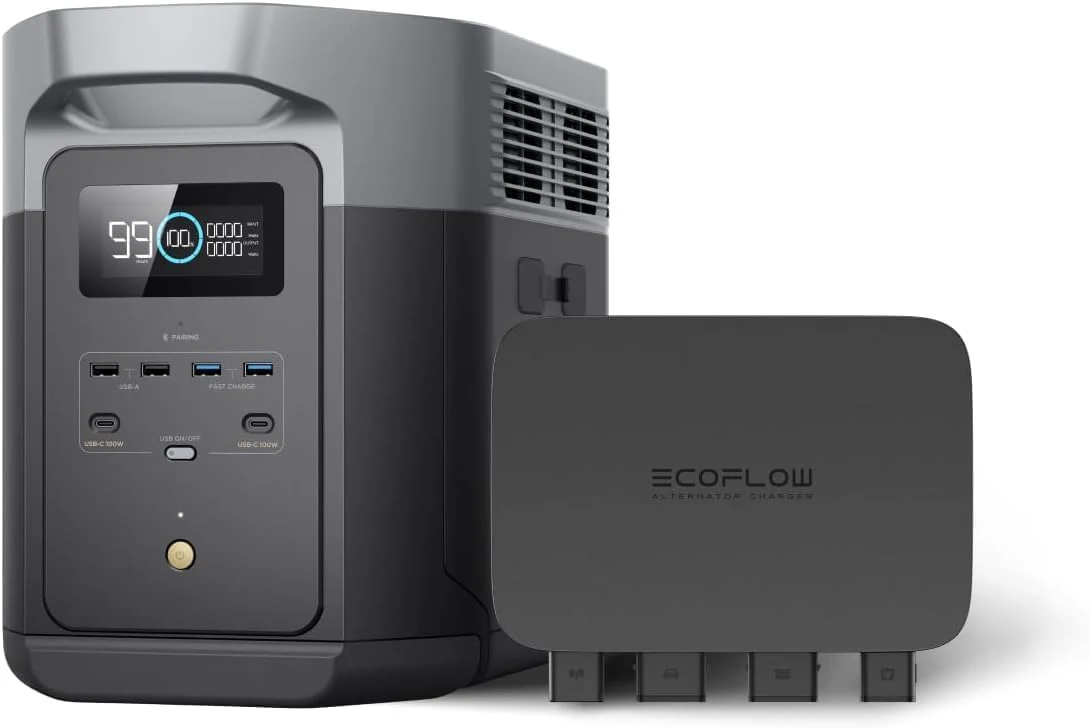 EF ECOFLOW 800W Alternator Charger with Delta 2 Portable Power Station, 3-in-1 Fast DC-DC Charger,Jump Starter 8× Faster Than Cigarette Chargers