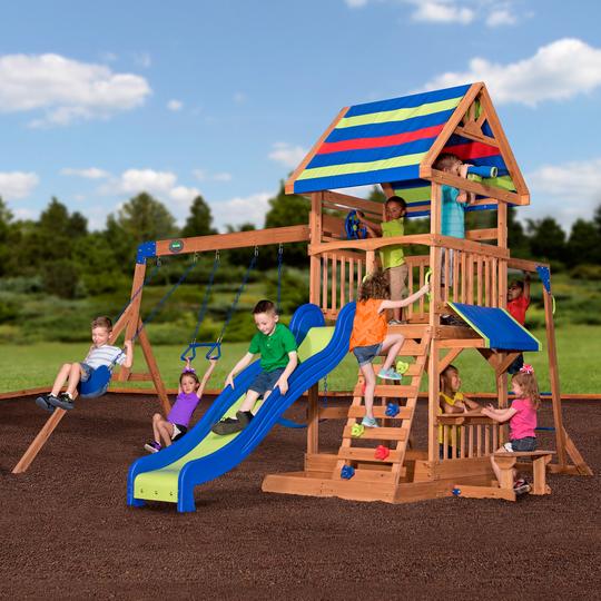 Beach Front Wooden Swing Set