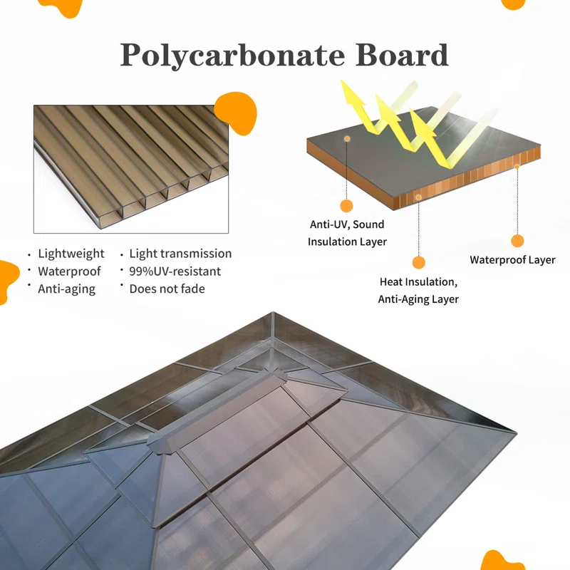 16 Ft. W x 12 Ft. DAluminum Patio Hardtop Gazebo